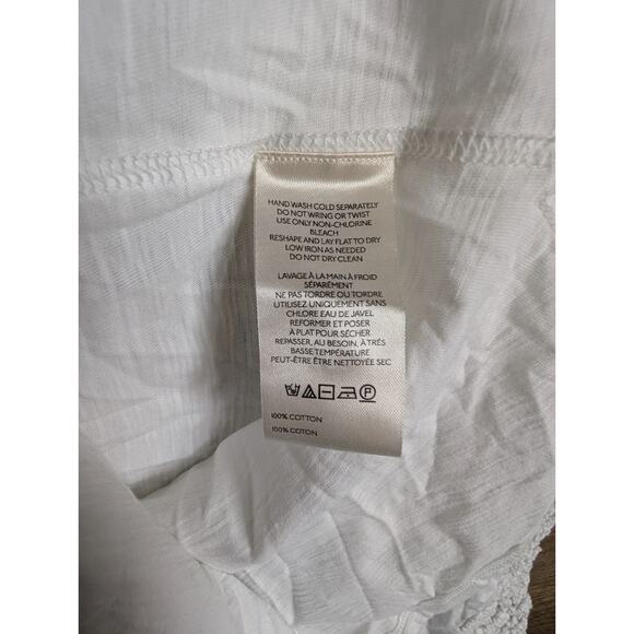 We The Free Shirt Top Women's Medium White Long Crochet Sleeves Button Front NWT - Picture 4 of 4